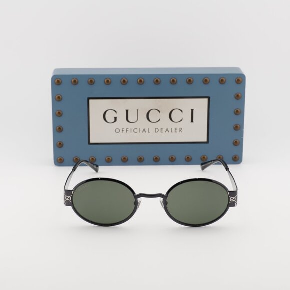 Gucci GG1854S 001 Oval Sunglasses – Ruthenium/Grey main image 10